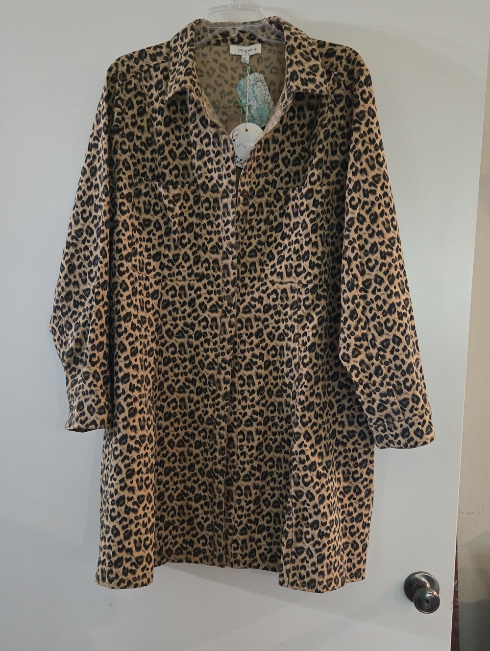 Leopard Print Longline Shirt Jacket - Brown/Black